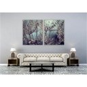 Ver imagem 2 de kit com 2 Quadros Decorativos Florais com Moldura e Vidro para Sala Quarto Escritório e Clínica 62x7