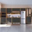 Ver imagem 1 de Armário de Cozinha com Balcão e Tampo 14 Portas 6 Gavetas Pérola 100% Mdf Vidro Reflecta Amêndoa/chu