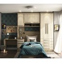 Ver imagem 1 de Guarda Roupa Modulado Solteiro 6 Portas 5 Gavetas com Cabeceira e Escrivaninha Master Luciane Móveis