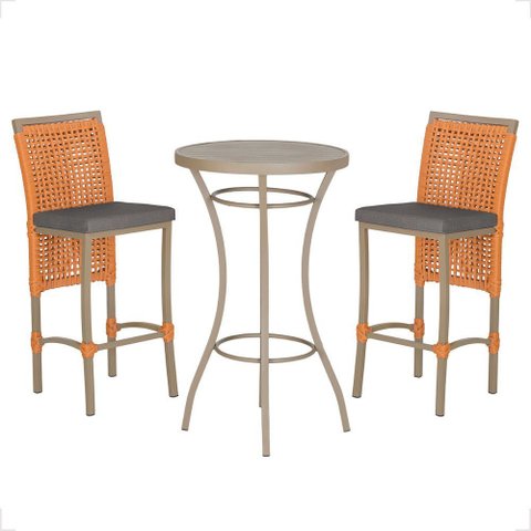 Mesa Bistro e 2 Banquetas Roma Fendi Corda Náutica 11 Trama Original