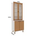 Ver imagem 2 de Cristaleira 80cm com Portas de Vidro e Prateleiras 100% Mdf Cor:branco Fosco/ Teka Soho