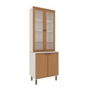 Ver imagem 1 de Cristaleira 80cm com Portas de Vidro e Prateleiras 100% Mdf Cor:branco Fosco/ Teka Soho