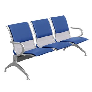 Cadeira Longarina Aeroporto 3 Lugares com Estofado Cor:azul