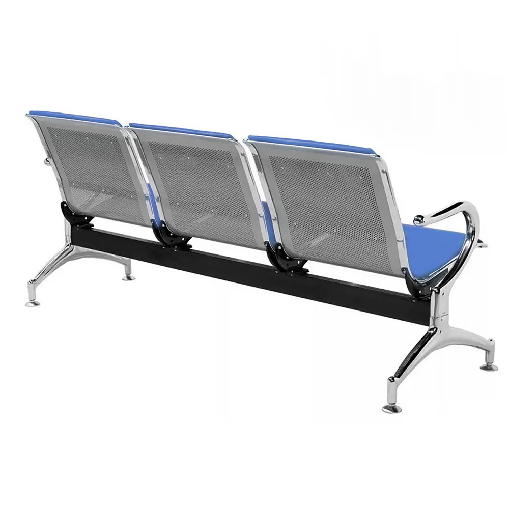 Cadeira Longarina Aeroporto 3 Lugares com Estofado Cor:azul - 3