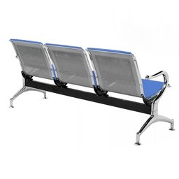 Cadeira Longarina Aeroporto 3 Lugares com Estofado Cor:azul - 3