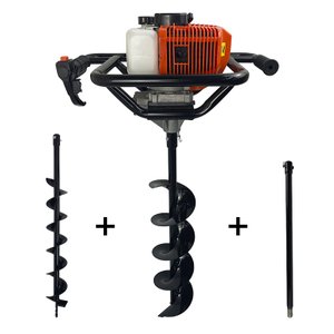 Perfurador de Solo Gasolina 52cc Brocas 10+15cm+ Ext 60cm