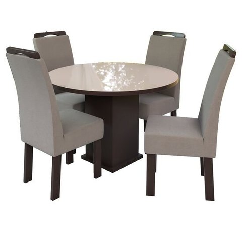 Conjunto Mesa Redonda com 4 Cadeiras New Ametista Talismã