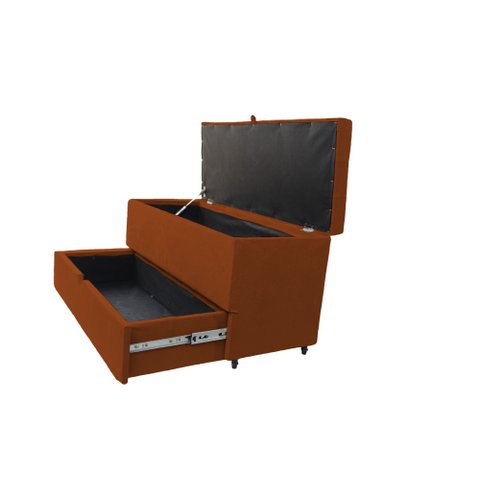 Recamier Puff Baú Sapateira e Gaveta 90 Cm para Cama de Solteiro - Terracota