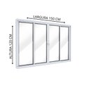 Ver imagem 2 de Janela de Alumínio de Correr 2 Folhas Móveis e 2 Folhas Fixas 120x150cm Lucasa Ideale Branco