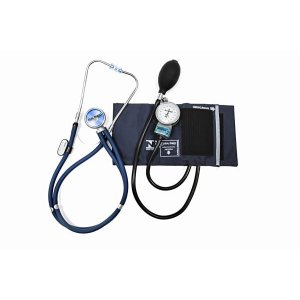 Aparelho Pressão Adulto Nylon Fecho de Contato Azul + Estetoscópio Rappaport P.a. Med