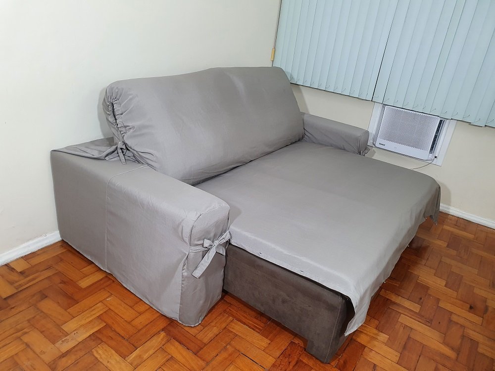 Capa de sofá Retrátil 3 lugares Gorgurão até 2,35m:Cinza - 2