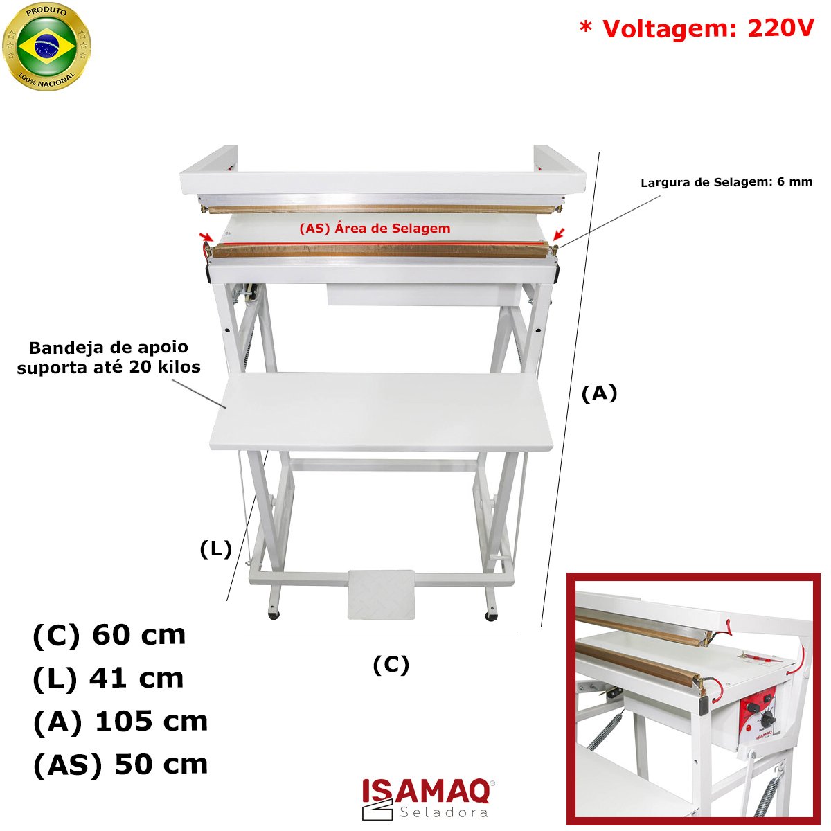 Seladora para Tnt Pedal 50 Cm Isamaq - 2