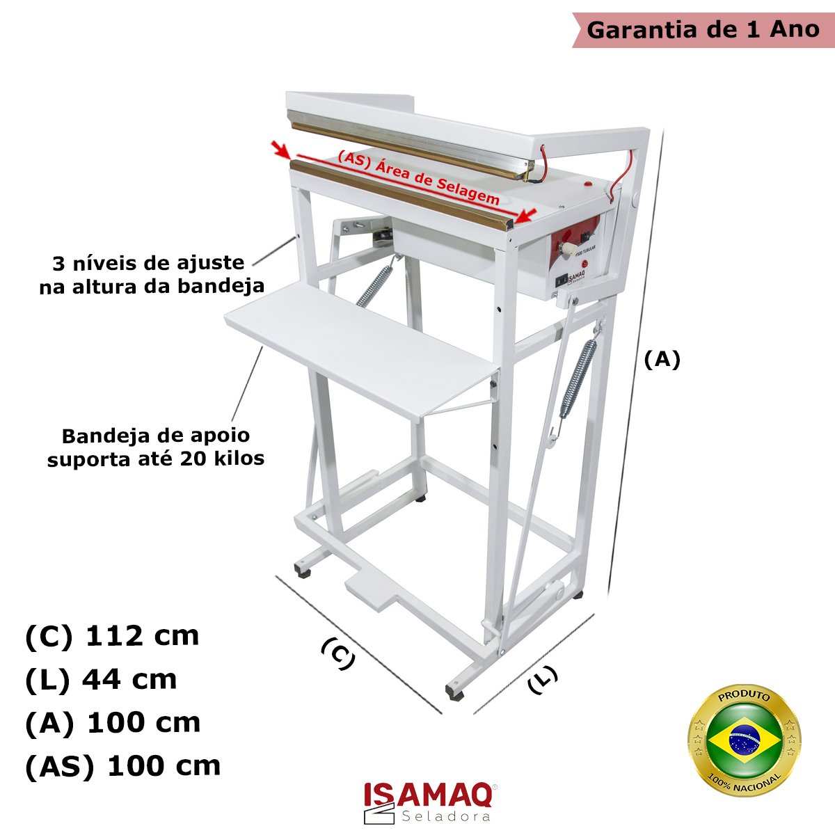 Seladora para Sacos de Gelo Pedal Tubular 1m - 2