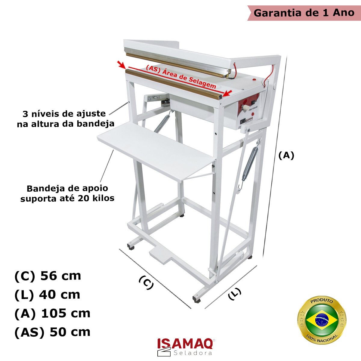 Seladora para Sacos de Gelo Pedal 50cm Tubular - 2