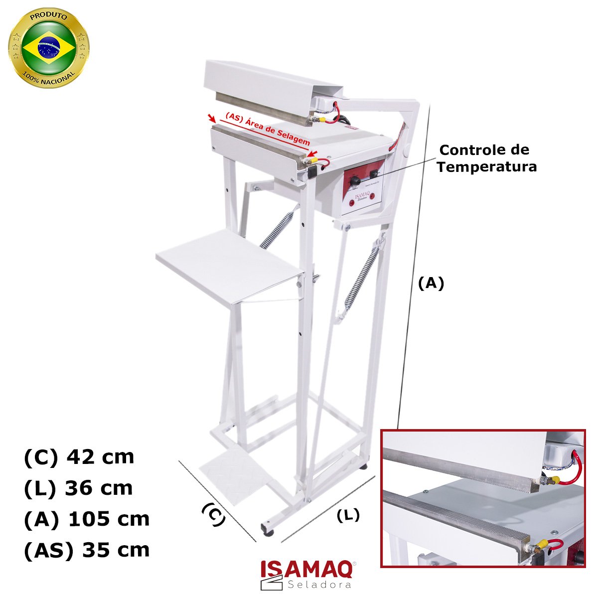 Seladora para Embalagens Aluminzadas Pedal Recravada 35cm 220v - 2