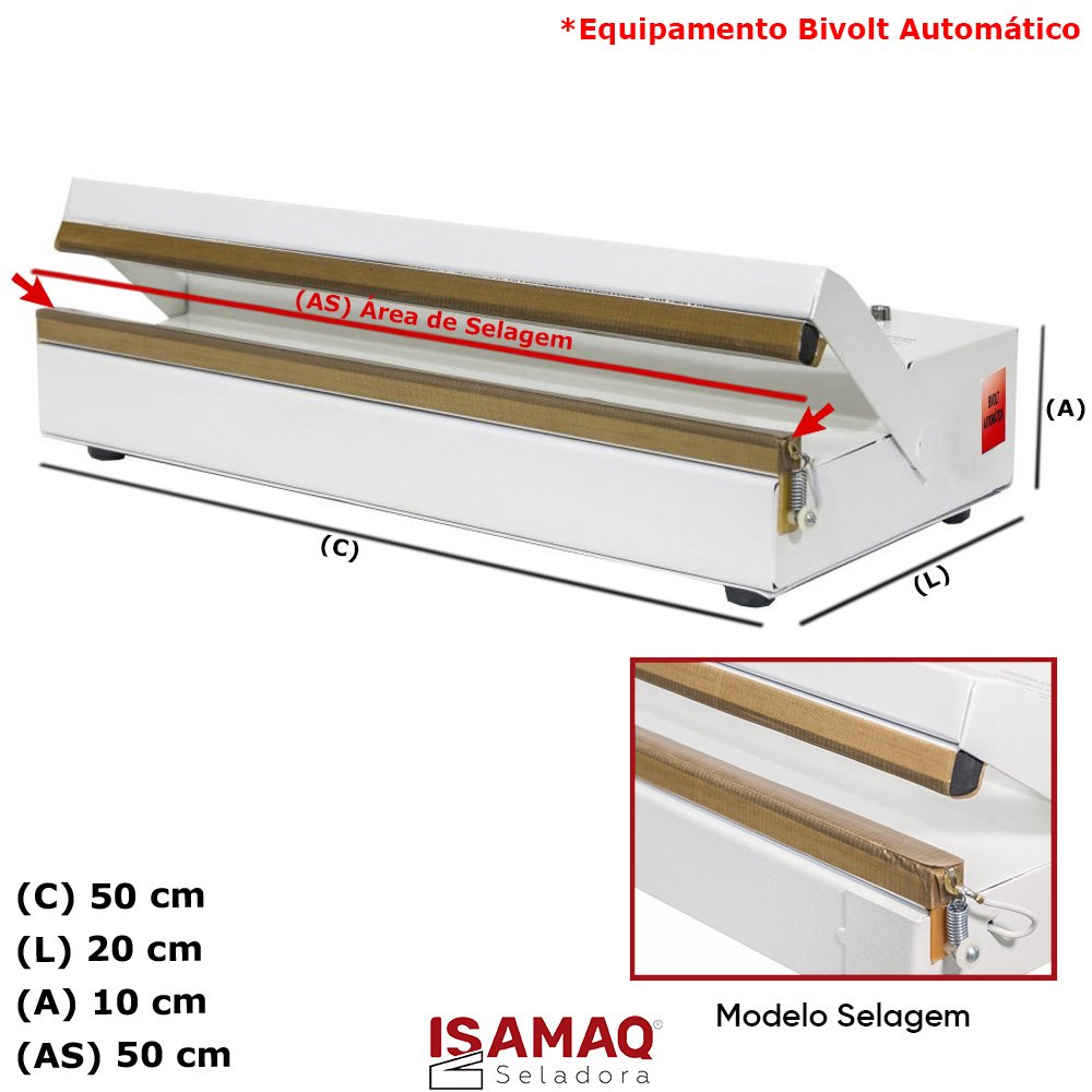 Seladora de Embalagens Plásticas Manual com Temporizador 50cm - 2