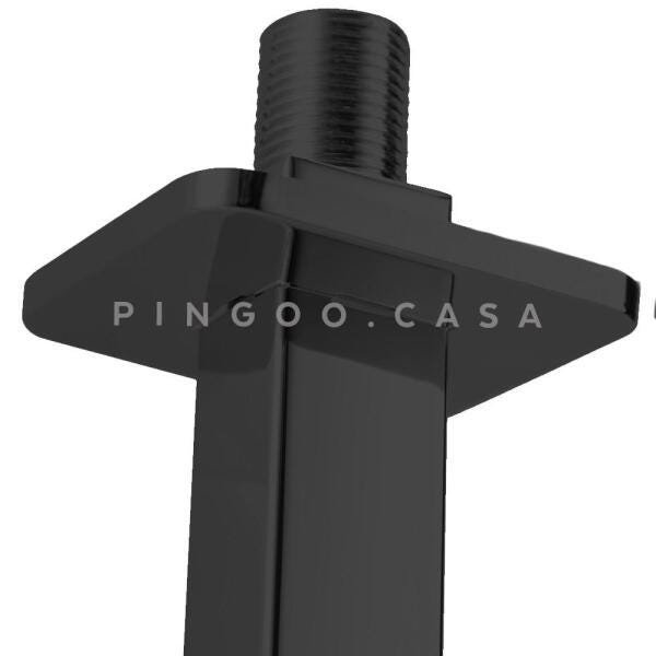 Chuveiro teto inox 304 Slim 30 cm + braço 25 cm Mundaú - Preto - 4
