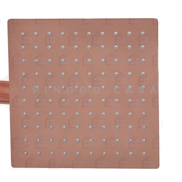 Chuveiro teto inox 304 Slim 30 cm + braço 25 cm Mundaú - Dourado rose - 2