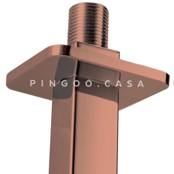 Chuveiro teto inox 304 Slim 30 cm + braço 25 cm Mundaú - Dourado rose - 5