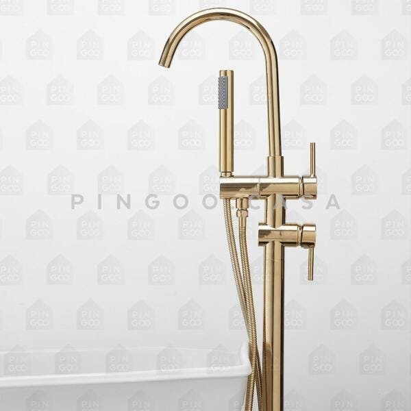 Misturador para banheira Monocomando de Piso Uraim Pingoo.casa - Dourado - 2