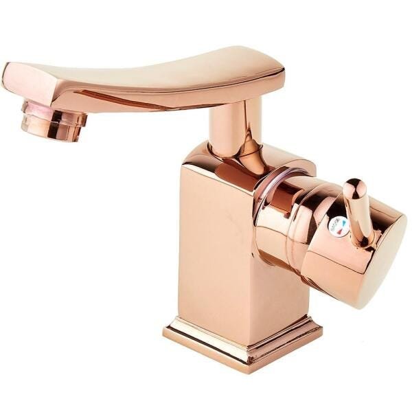 Torneira para banheiro Misturador Monocomando baixa Moju Pingoo.casa - Dourado Rose - 1