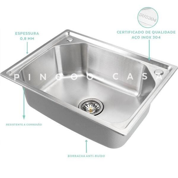 Kit Torneira gourmet Gurupi e cuba inox guarani com acessórios para cozinha - 3
