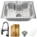 Ver imagem 1 de Cuba para Cozinha Pia Inox com Acessórios e Tábua Carajás e Torneira Gourmet Monocomando Munim