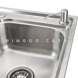 Cuba para cozinha gourmet pia dupla aço inox com acessórios e tábua de corte Ticunas e Torneira - 5