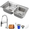 Cuba para cozinha gourmet pia dupla aço inox com acessórios tábua de corte lixeira 5L Ticunas e - 1