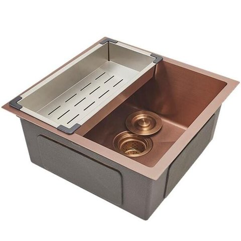 Cuba para cozinha gourmet pia aço inox com acessórios Terena 44 cm Pingoo.casa - Dourado Rose