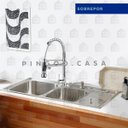 Ver imagem 3 de Pia para Cozinha Cuba Dupla em Aço Inox com acessórios lixeira Nukini e Torneira Gourmet