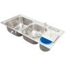 Pia para Cozinha Cuba Dupla em Aço Inox com acessórios lixeira Nukini e Torneira Gourmet - 5