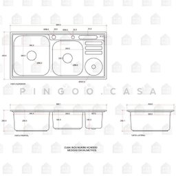 Cuba para cozinha pia dupla em aço inox com acessórios e lixeira Nukini PIngoo.casa - 5