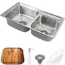 CUBA PARA COZINHA GOURMET PIA DUPLA AÇO INOX COM ACESSÓRIOS E TÁBUA DE CORTE TICUNAS PINGOO.CASA - 1