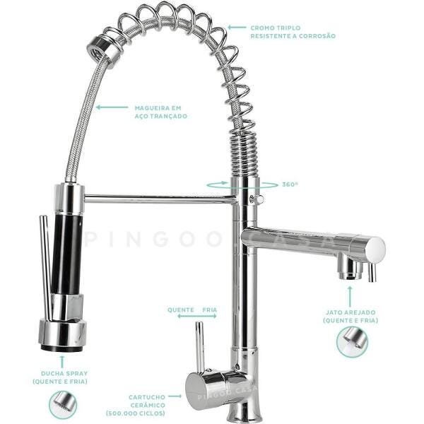 Cuba para cozinha pia dupla em aço inox com acessórios com lixeira Caiapós e Torneira Gourmet - 6