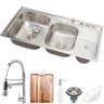 Cuba para cozinha pia dupla em aço inox Nukini com acessórios lixeira e tábua de corte e - 1
