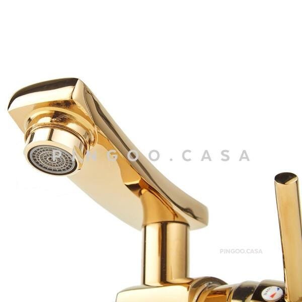 Torneira para banheiro Misturador Monocomando baixa Moju Pingoo.casa - Dourado - 4