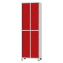 Ver imagem 1 de Roupeiro de Aço 4 Portas Grandes Cinza com Vermelho - Ultra Móveis