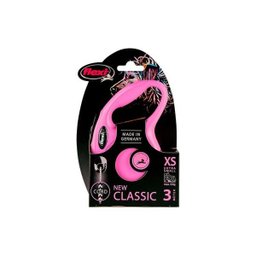 Guia Retratil Flexi New Classic Corda Pp Rosa para Cães até 8kg - 1