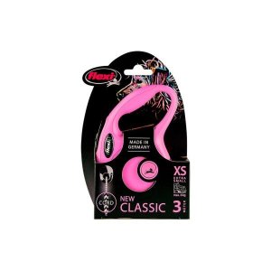 Guia Retratil Flexi New Classic Corda Pp Rosa para Cães até 8kg