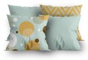 Ver imagem 1 de Kit 4 Capas Almofada Decorativa Estampada 43x43cm Geometria Azul Bebe