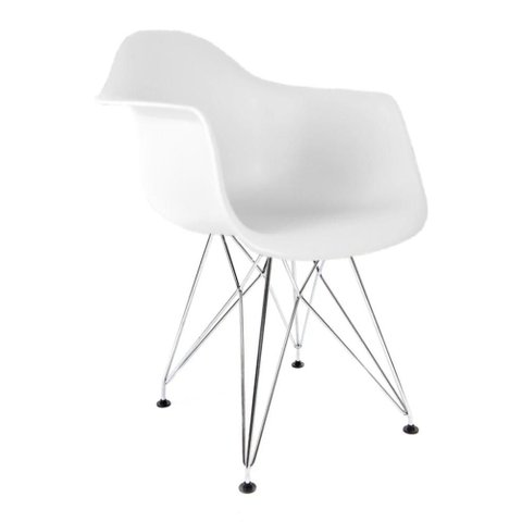 Cadeira para Sala de Jantar Base Cromada Arm-empório Tiffany - Branco