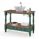 Ver imagem 2 de Aparador para Sala Pés Torneados 2 Gavetas Inferiores 1028 Linz Móveis - Verde Musgo/imbuia Glazer