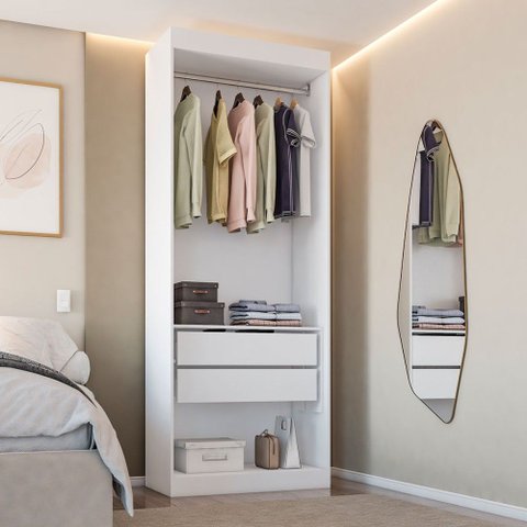Closet Solteiro Andorra 2 Gavetas Branco - Pnr Móveis