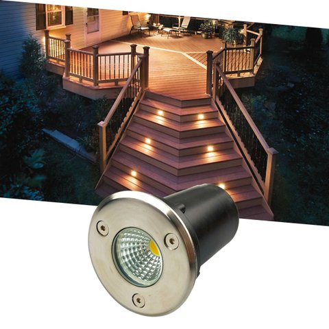 Balizador Spot Led Cob 3w Branco Quente Bivolt Ip66 de Embutir em Piso Chão Gramado Caminho Jardim