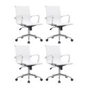 Ver imagem 1 de Kit 4 Cadeiras de Escritório Diretor Eames em Couro - Branco