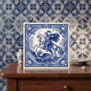 Ver imagem 2 de Quadro Estilo Azulejo São Jorge 33x33cm Mold Branca