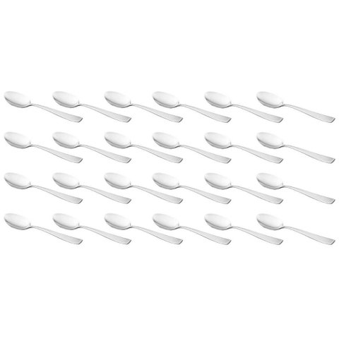 Jogo 24 Colheres Aço Inox para Sobremesa Pisa 19cm Talheres Mesa Posta Cozinha