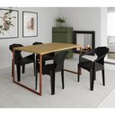 Ver imagem 1 de Mesa Jantar Retangular Manchester Canela Base Cobre 4 Cadeiras Diamond Sala - Canela/preto/cobre
