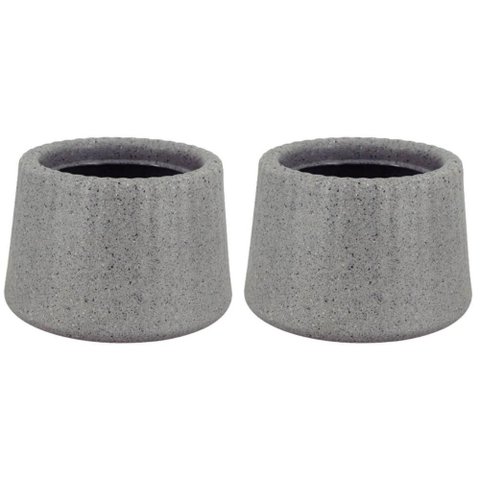 Kit 2 Vasos de Flor Decorativos Tramontina Lótus 600ml Pedra Pequenos Acabamento Granito
